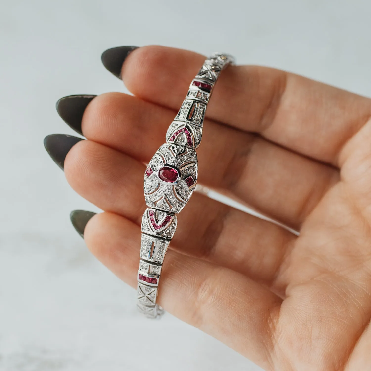 Ruby and Diamond Reproduction Vintage Bracelet