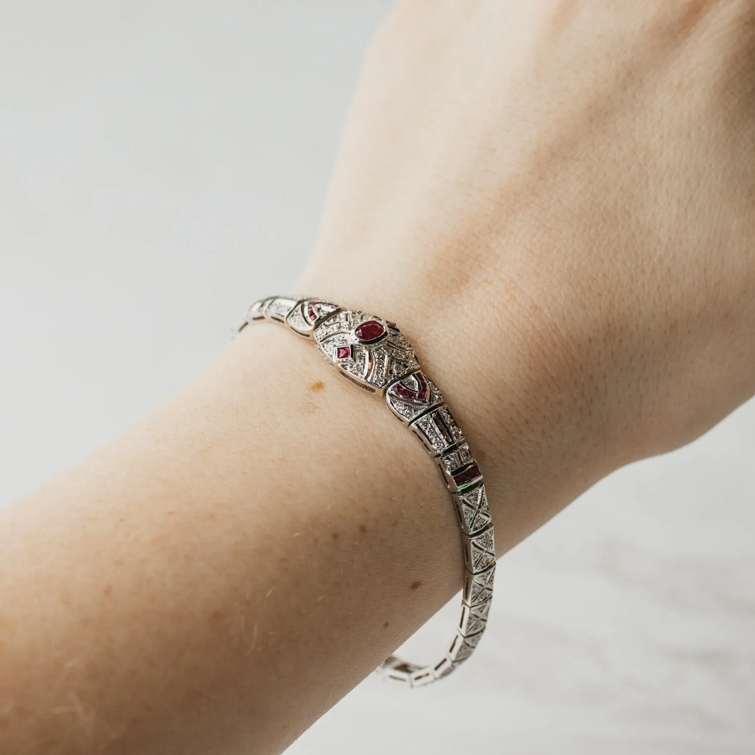Ruby and Diamond Reproduction Vintage Bracelet