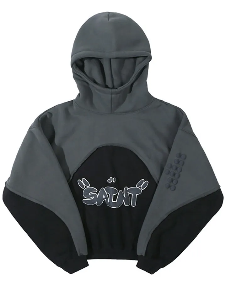 Saint Letter Print Winter Plush Lined Hoodies for Men