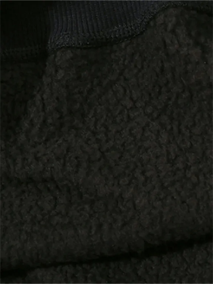 Saint Letter Print Winter Plush Lined Hoodies for Men