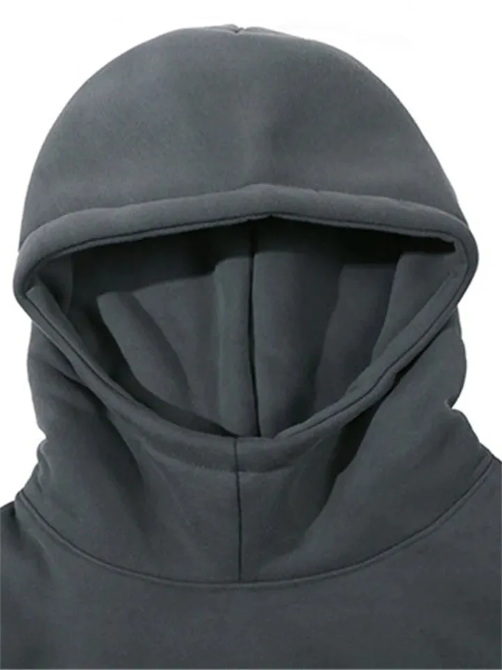 Saint Letter Print Winter Plush Lined Hoodies for Men