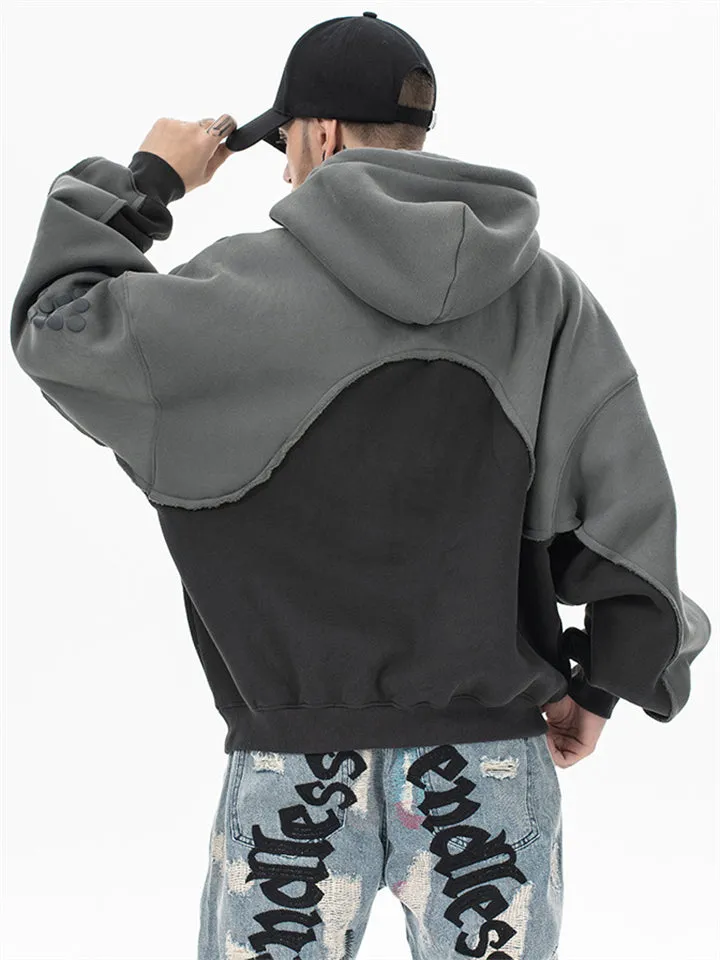 Saint Letter Print Winter Plush Lined Hoodies for Men