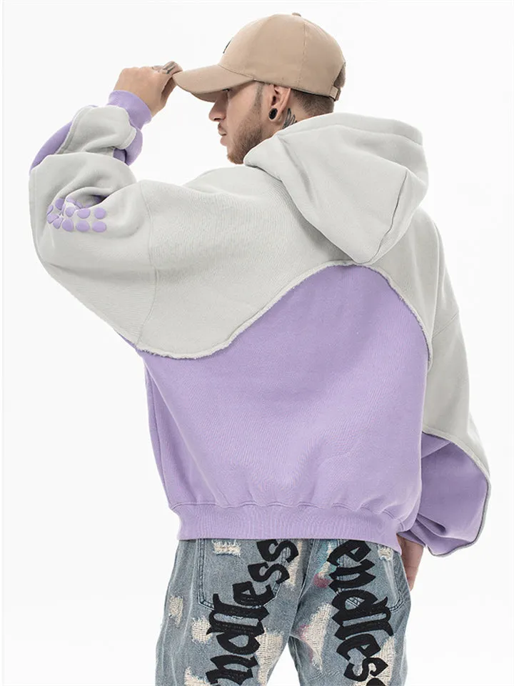 Saint Letter Print Winter Plush Lined Hoodies for Men