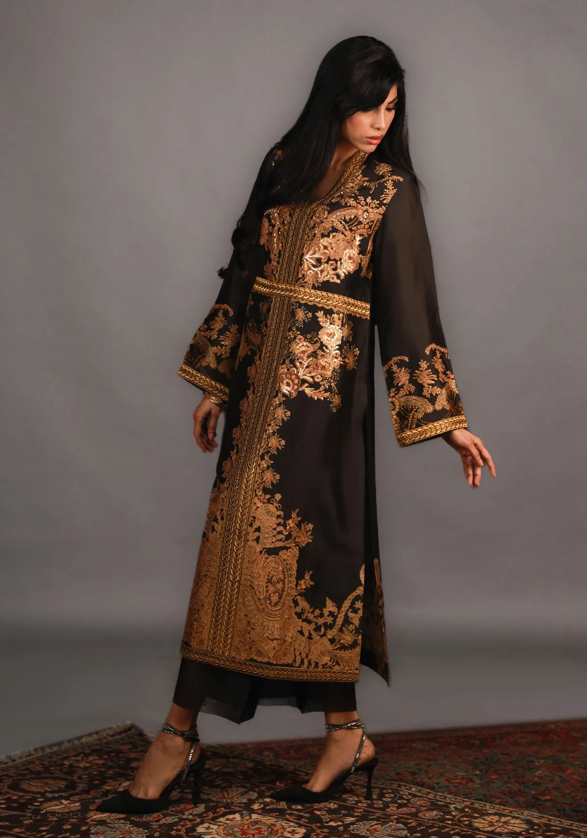 Shamaeel’s Two-Piece Printed Black Silk Shirt