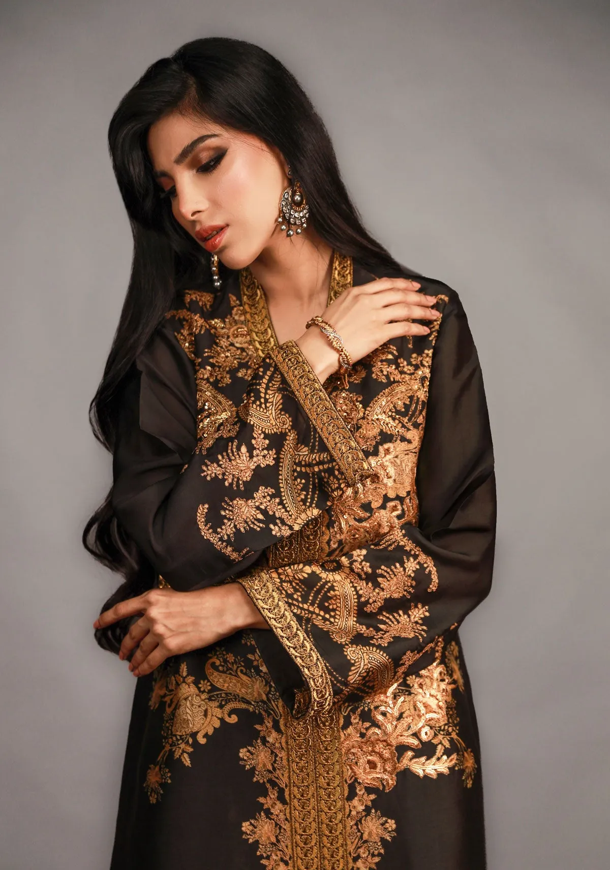 Shamaeel’s Two-Piece Printed Black Silk Shirt