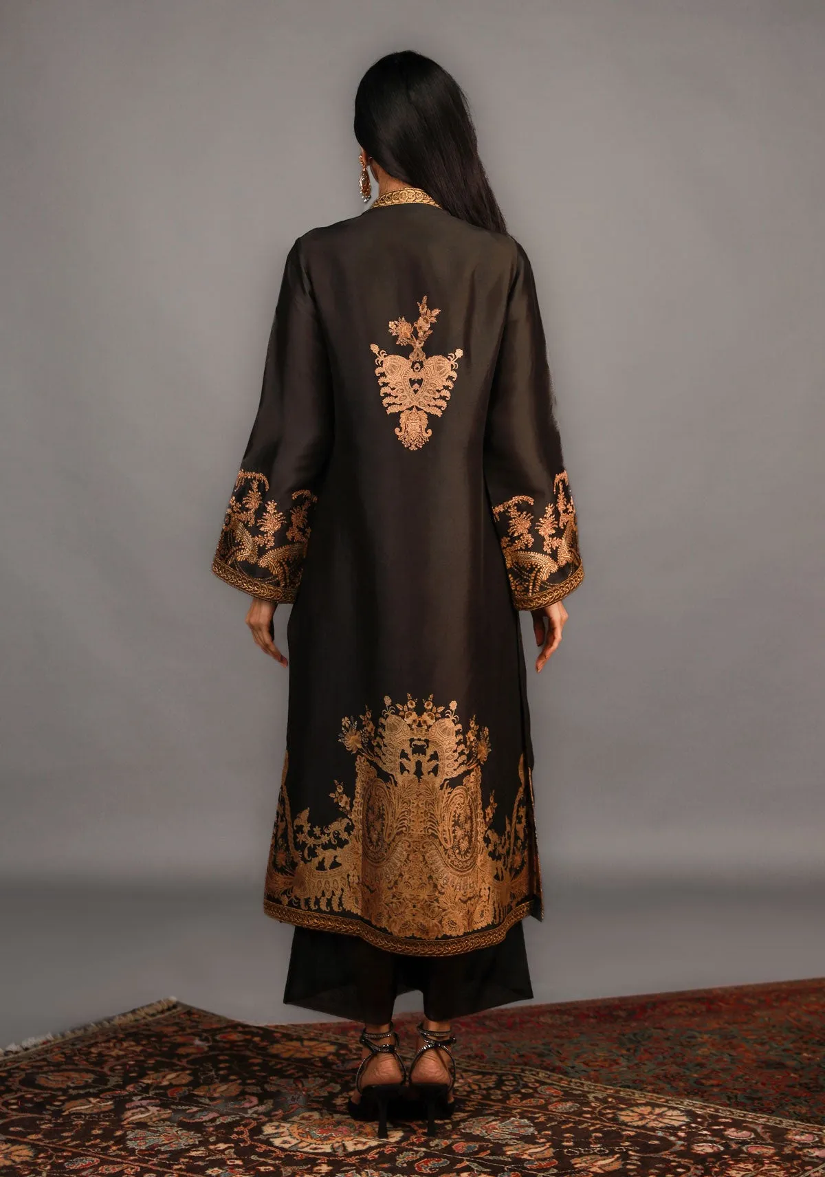 Shamaeel’s Two-Piece Printed Black Silk Shirt