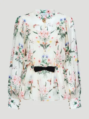 Sheer Blouse with Bow Detail