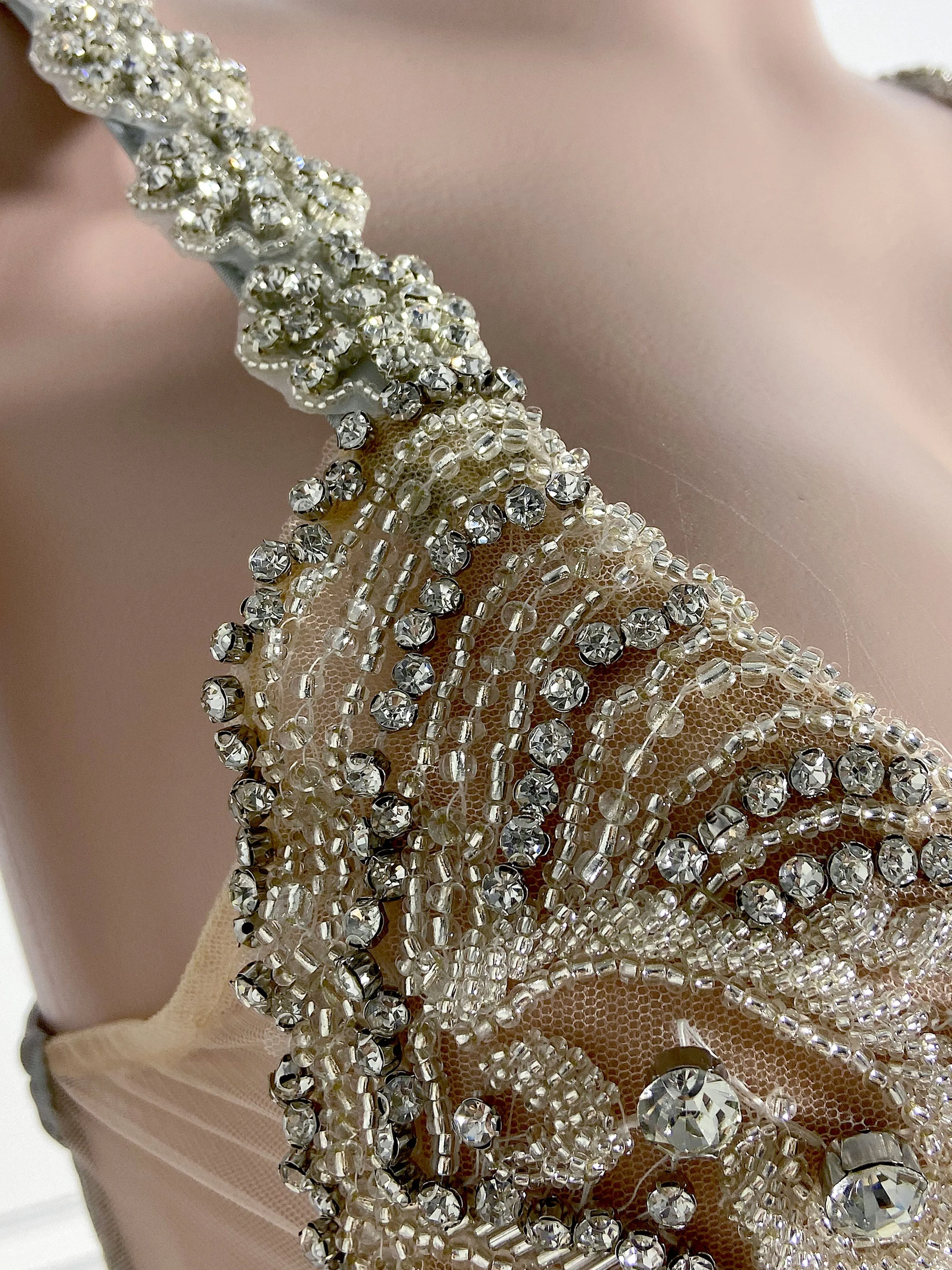 Silver Beaded Elegance Mini Dress