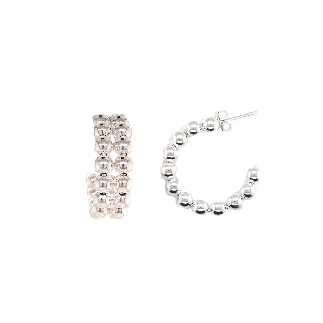 Silver Beaded Hoops