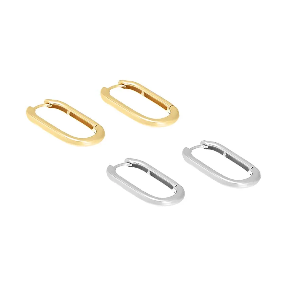 Solid Large Link Hoop Earring