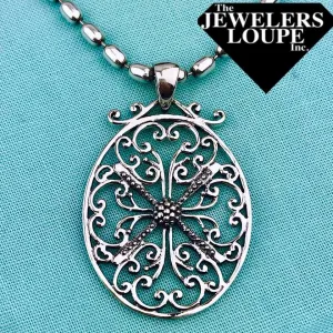 Southern Gates Sterling Silver Beaded Oval Pendant (90480)