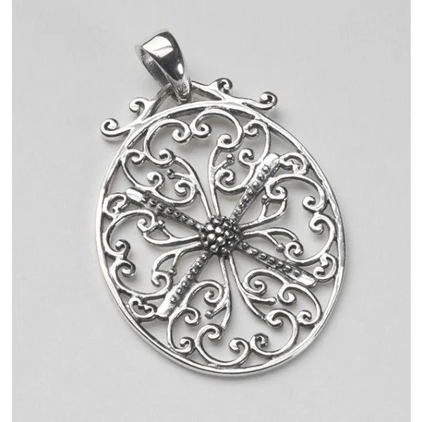Southern Gates Sterling Silver Beaded Oval Pendant (90480)