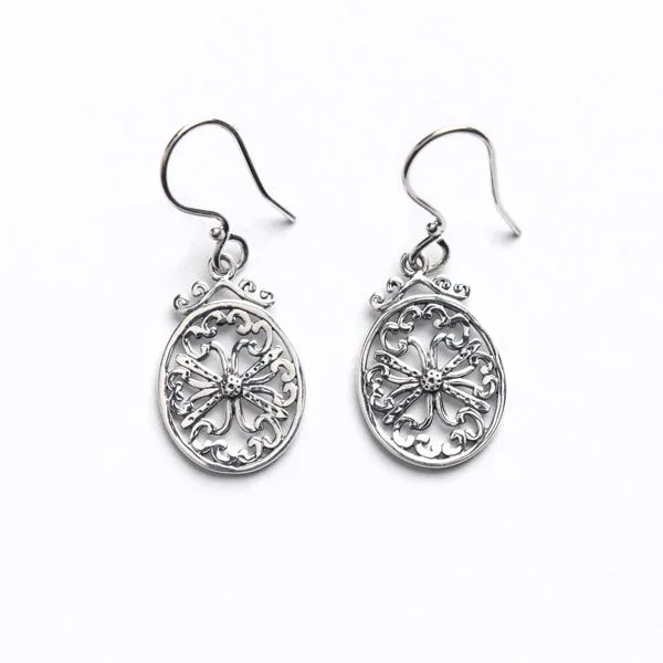 Southern Gates Sterling Silver Oxidized Art Deco Beaded Earrings (90072)