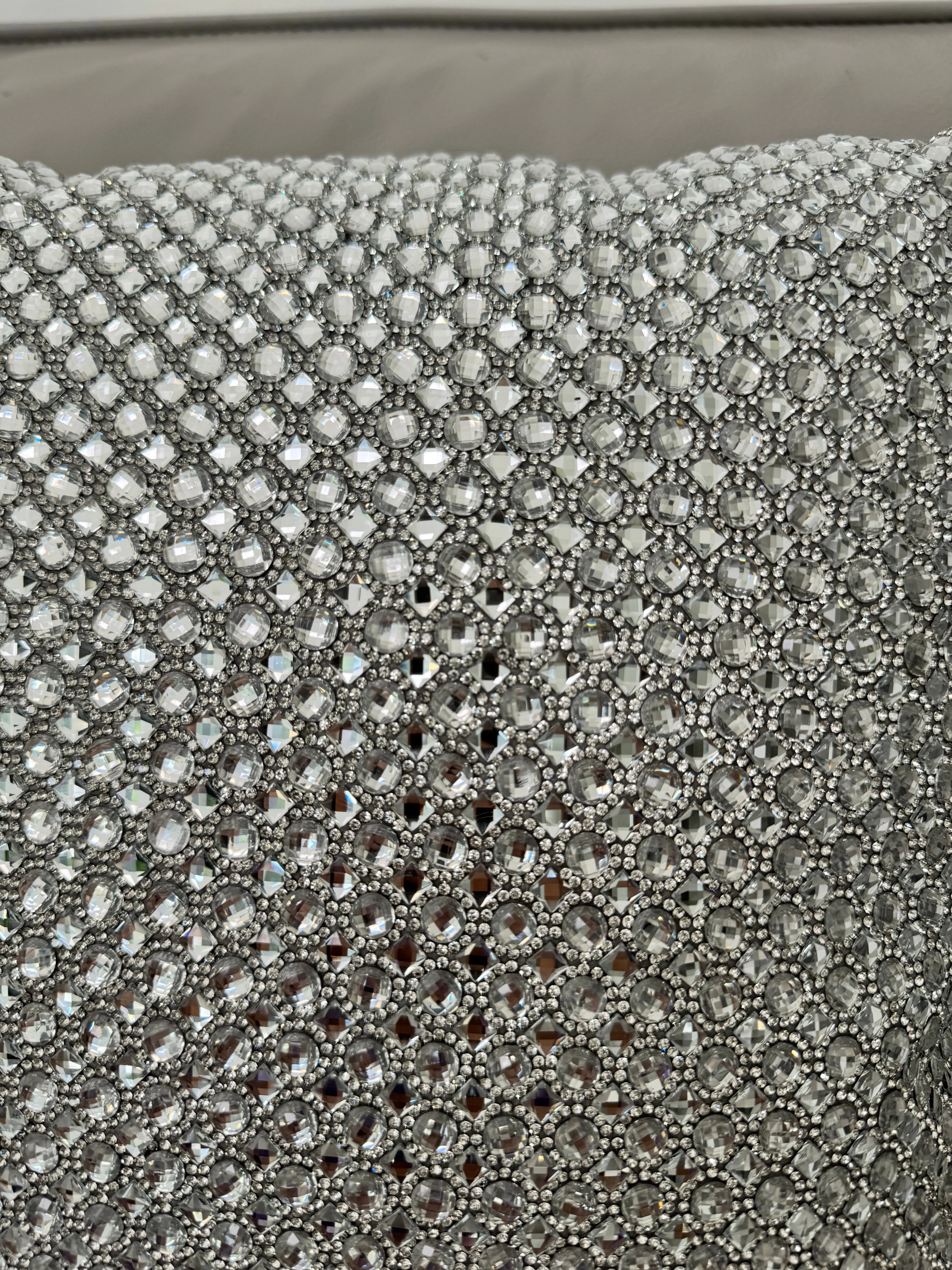 Sparkles Home Rhinestone 16x16 Montaigne Jeweled Gray Crystal Crystals Sparkle Silver Bling Luxury Decorative Decor Pillow