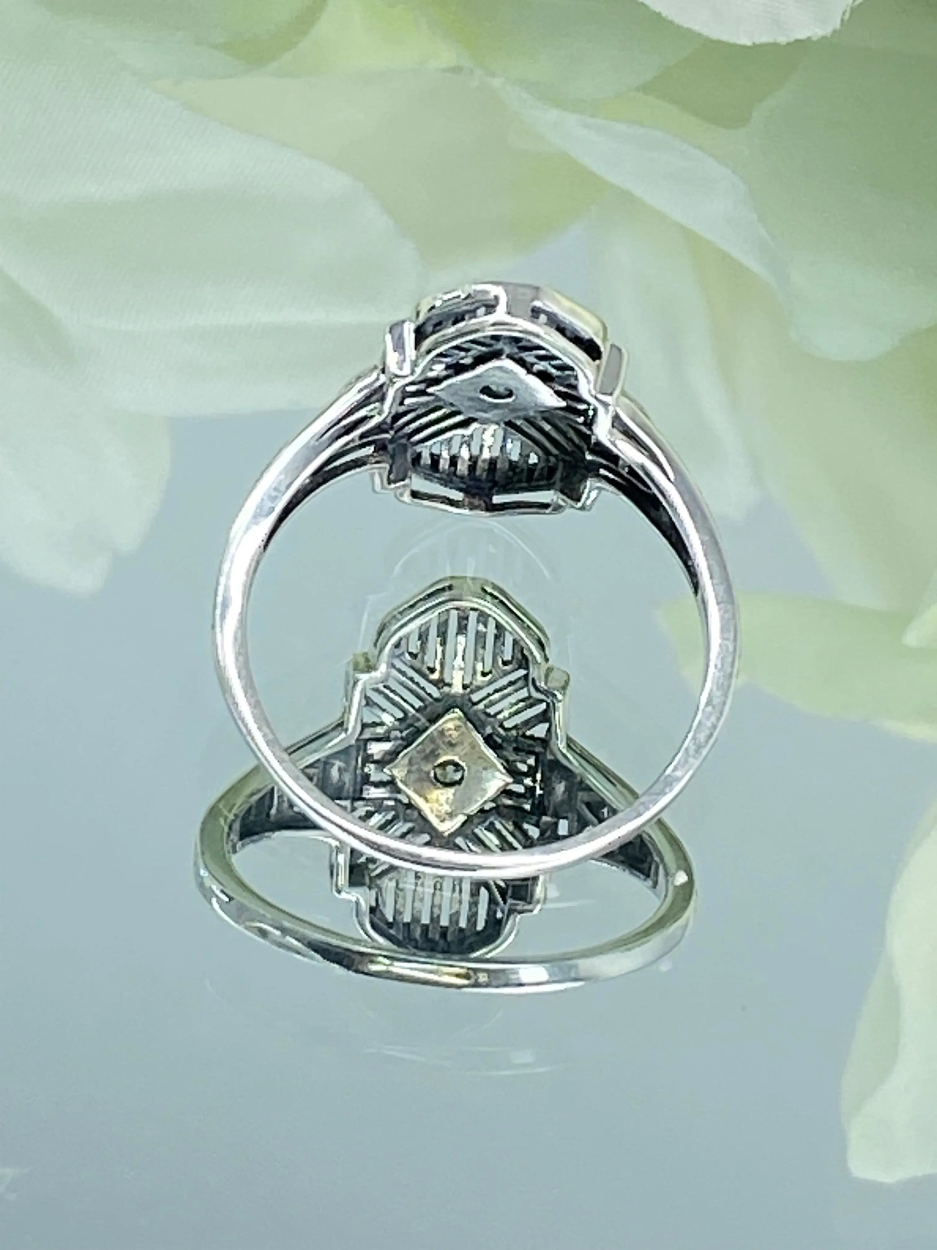 Sparkling White CZ Ring, Size 6 Tuxedo Ring, Geometric Art Deco Jewelry #D589 - Ready to Ship