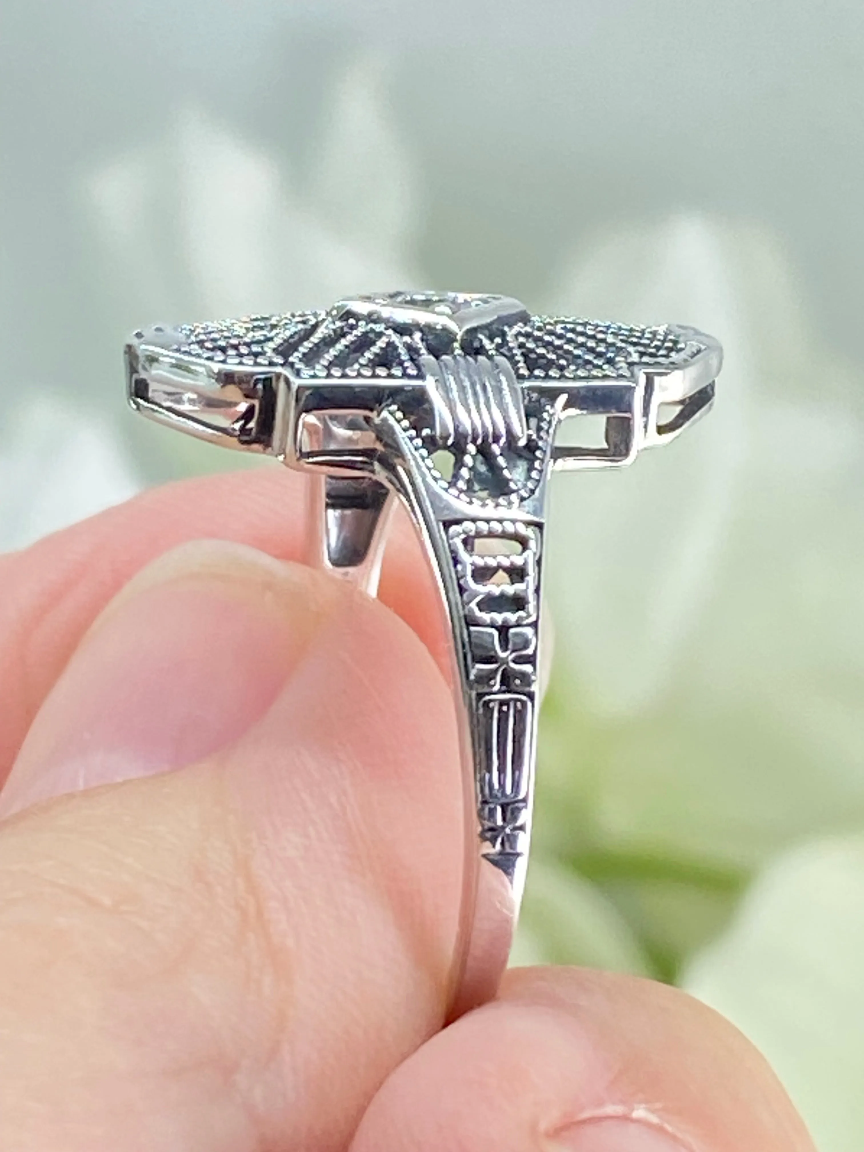 Sparkling White CZ Ring, Size 6 Tuxedo Ring, Geometric Art Deco Jewelry #D589 - Ready to Ship
