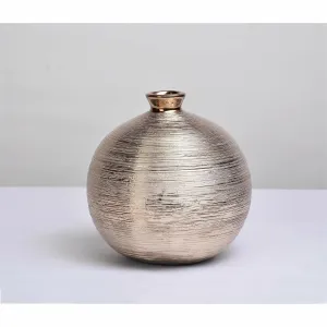 Spun Round Metallic Vase in Gold