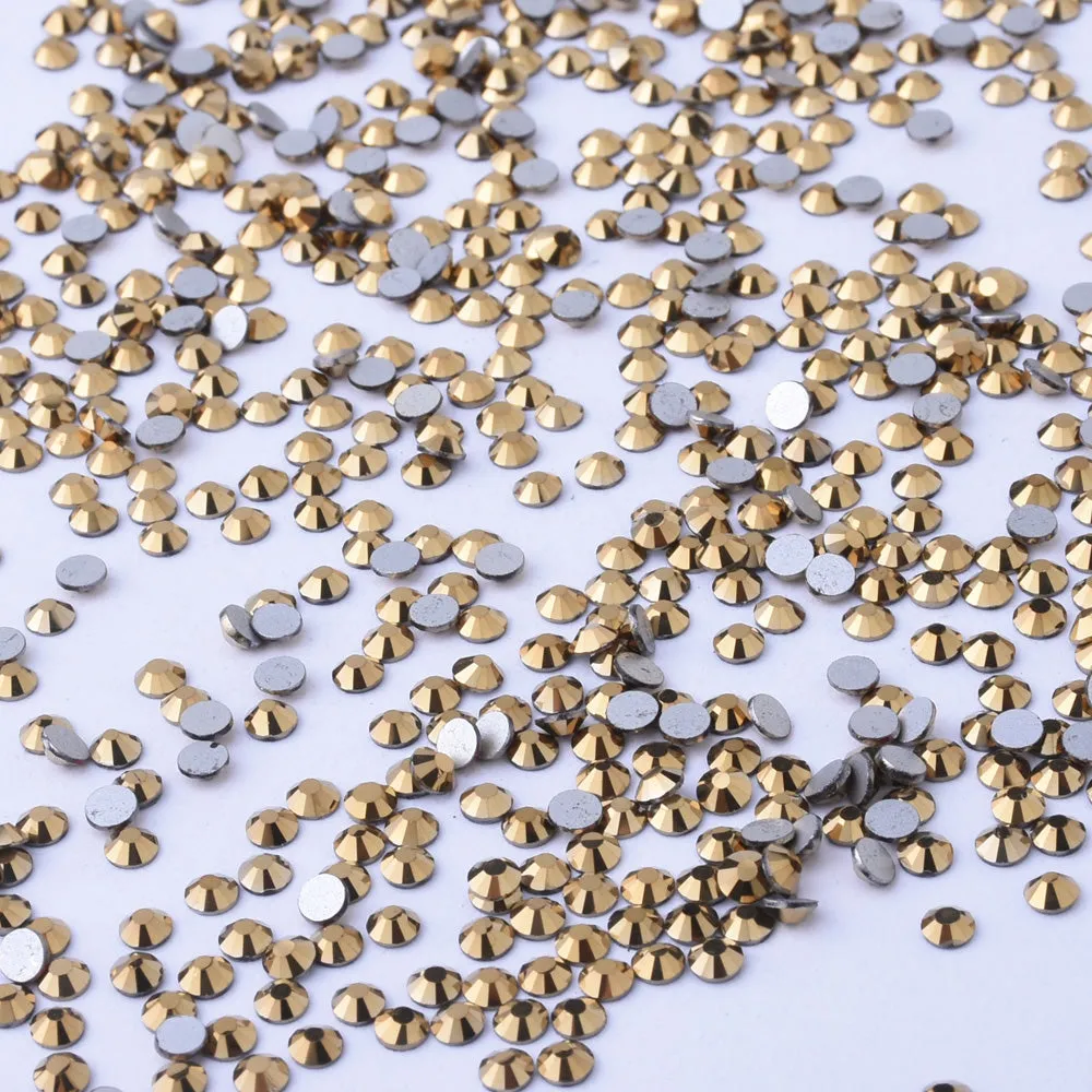 SS3 1440PCS Gold Non Hot Fix Crystal, Flat Back 3D Rhinestones DIY Phone case Nail art design deco supplies