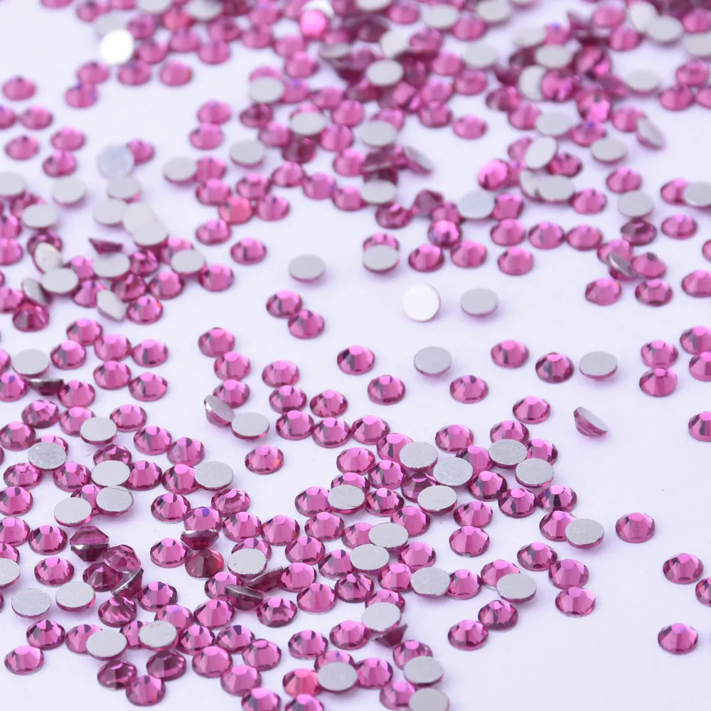 SS4 1440PCS Fuchsia  Non Hot Fix Crystal, Flat Back 3D Rhinestones DIY Phone case Nail art design deco supplies