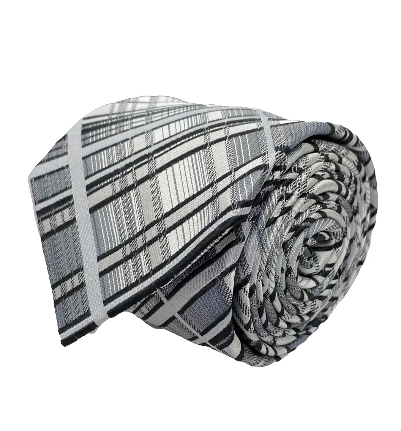 Stacy Adams Tie and Handkerchief - Grey Plaid T32