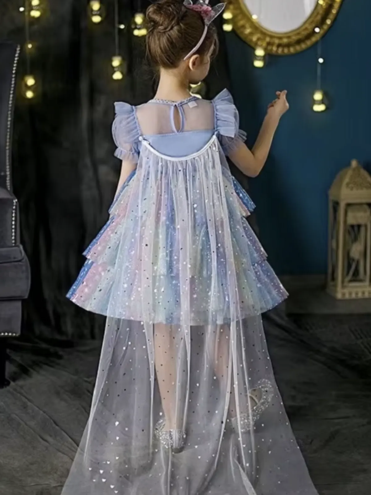 Starry Tiered Sparkle Tulle Dress