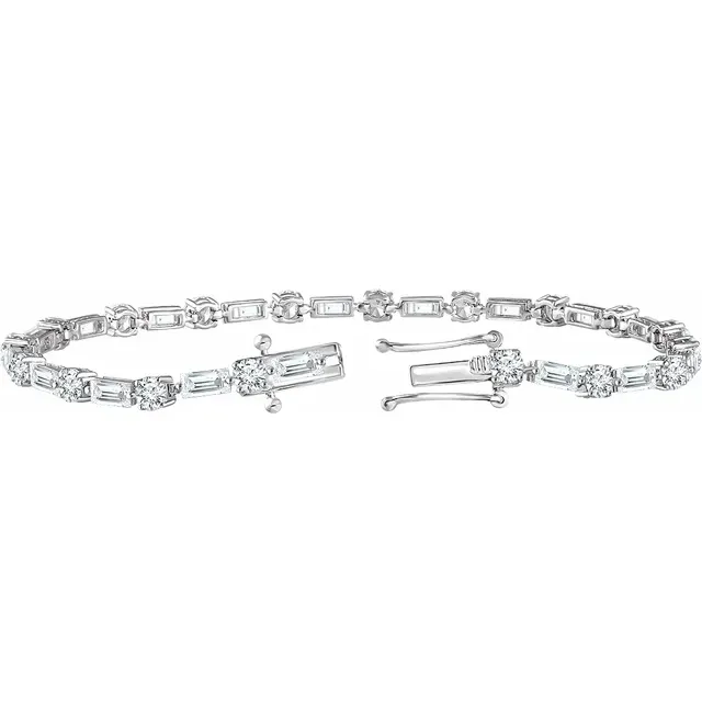 Sterling Silver Cubic Zirconia Line 7" Bracelet