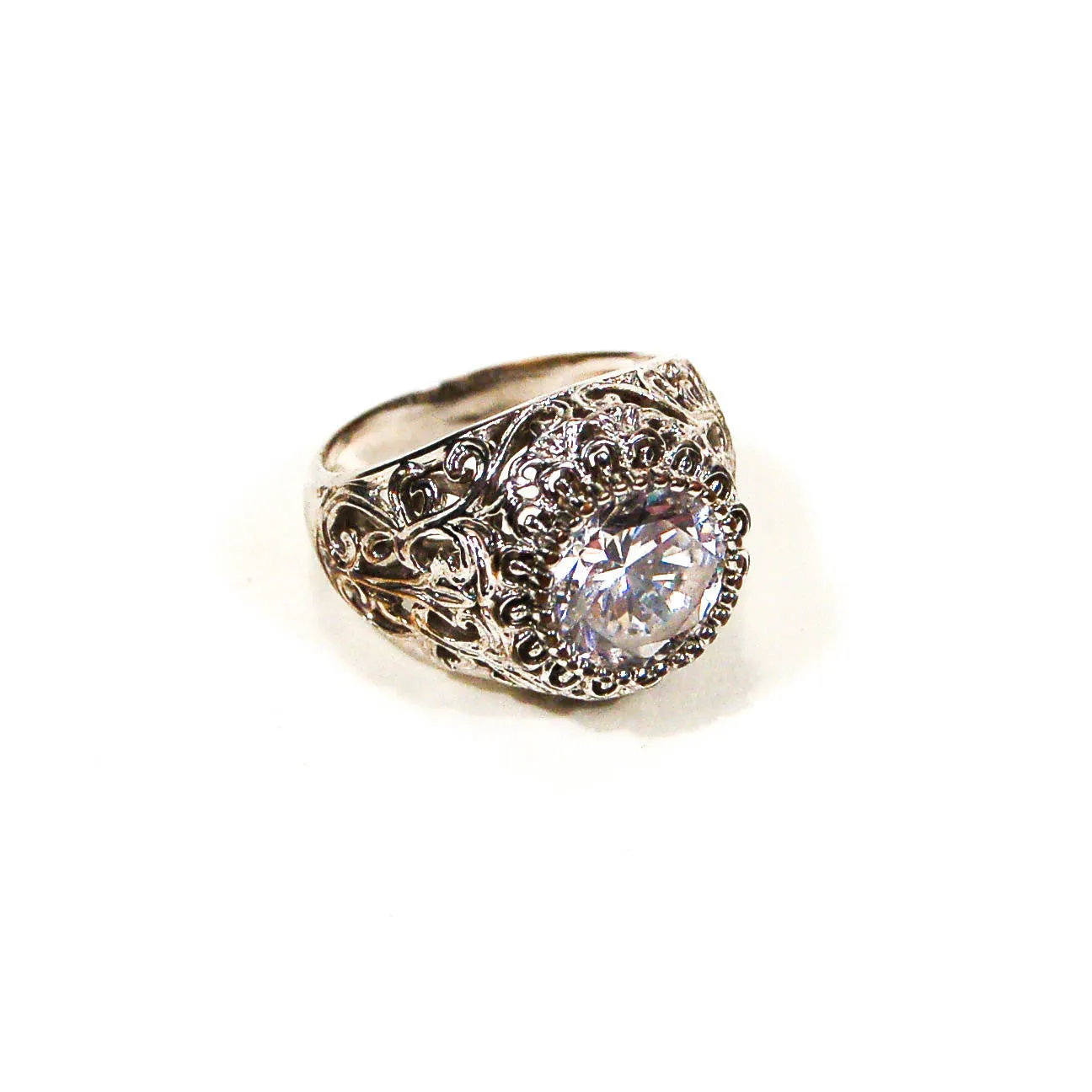 Sterling Silver Solitaire CZ Engagement Ring