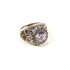 Sterling Silver Solitaire CZ Engagement Ring