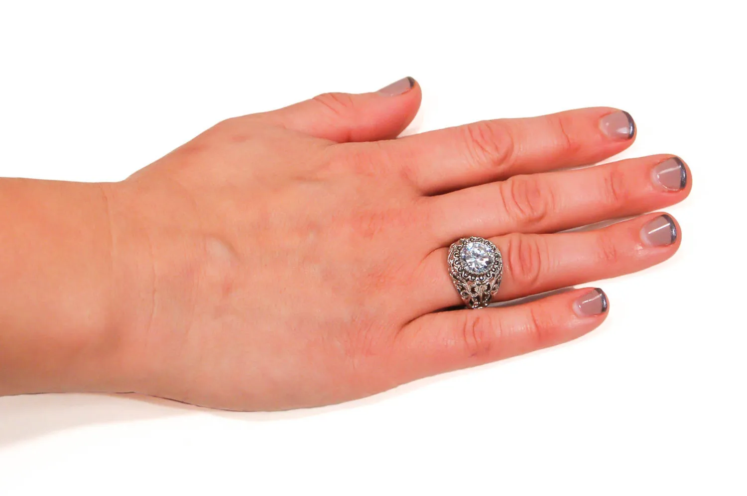 Sterling Silver Solitaire CZ Engagement Ring