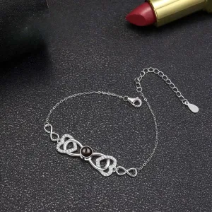 Sterling Silver Two Heart Personalized Heart Bracelet Felicity Bracelet with Picture Inside