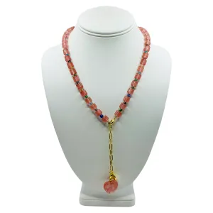 Stone Heart Necklace Cherry Quartz