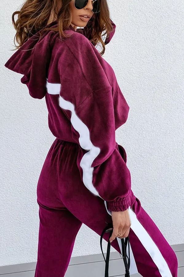 Sunday Chic Velvet Hoodies Top &Joggers Set