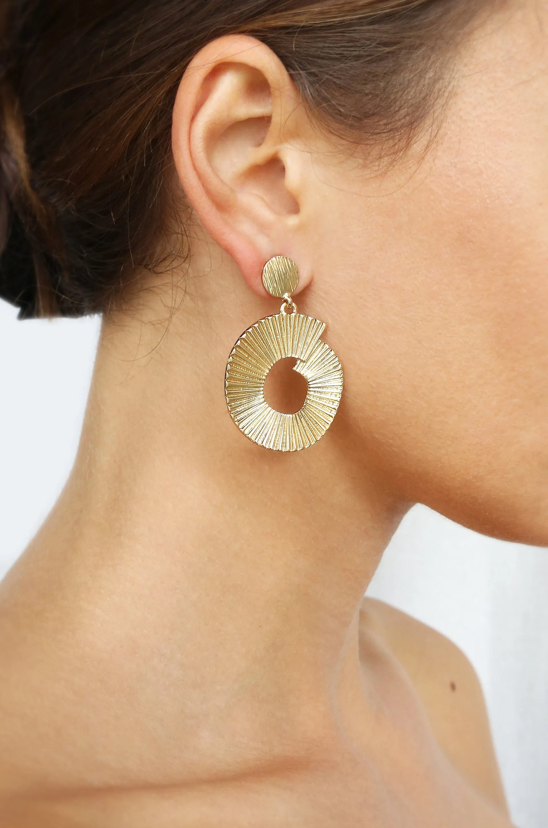 Textured Swirl 18k Gold Plated Drop Earrings