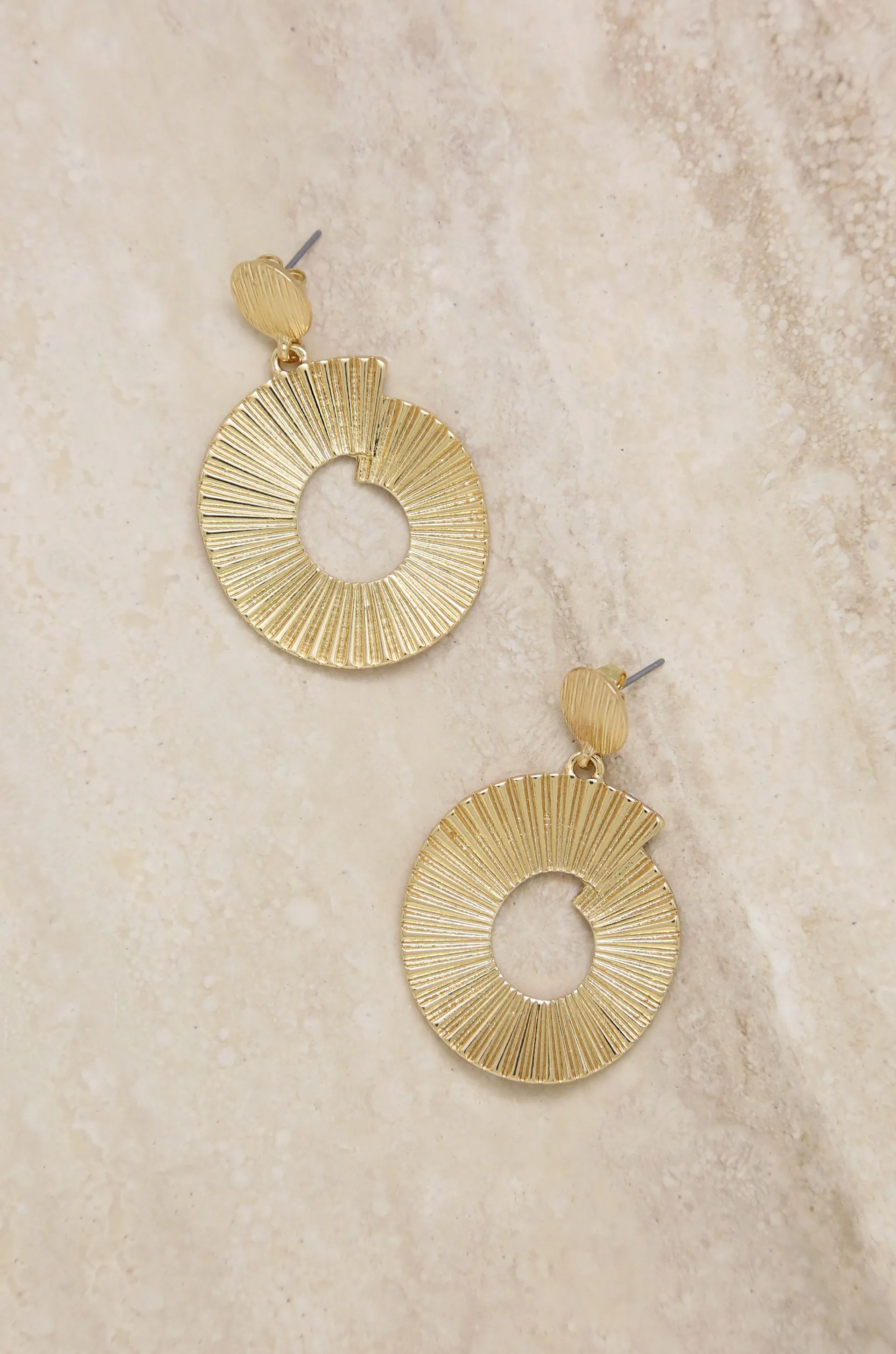 Textured Swirl 18k Gold Plated Drop Earrings