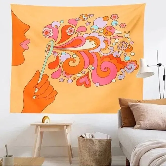 The 80s Aesthetic Colorful Tapestry