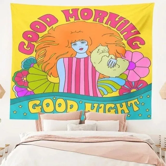 The 80s Aesthetic Colorful Tapestry