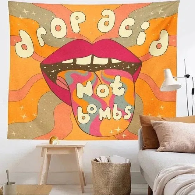 The 80s Aesthetic Colorful Tapestry