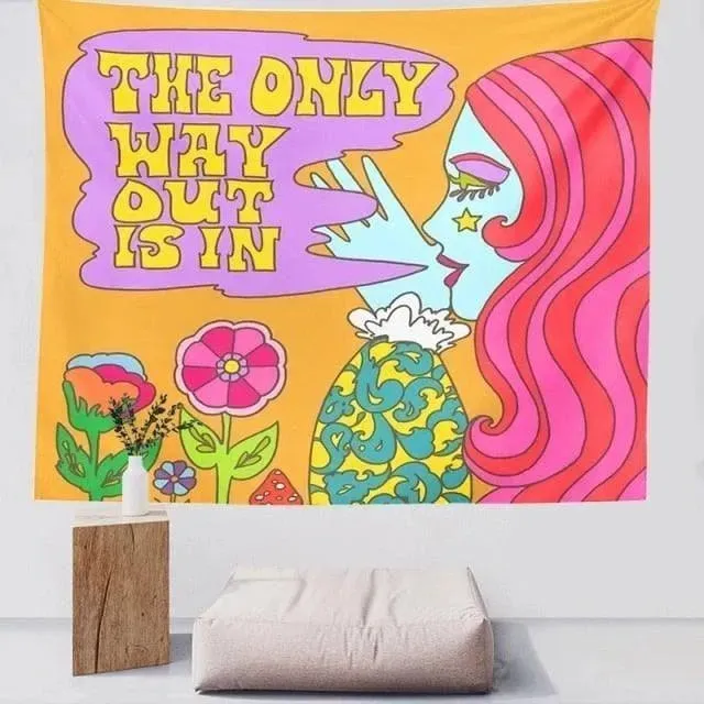 The 80s Aesthetic Colorful Tapestry