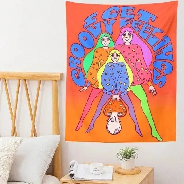 The 80s Aesthetic Colorful Tapestry