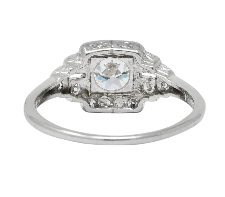Traub Art Deco 0.85 CTW Diamond Platinum Engagement Ring