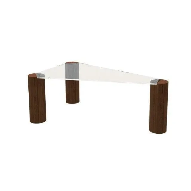 Triangle Round Corner Wooden Transparent Coffee Table