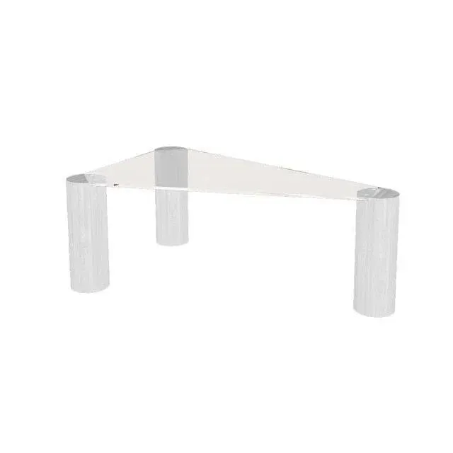 Triangle Round Corner Wooden Transparent Coffee Table