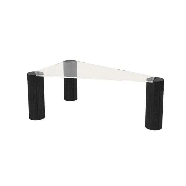 Triangle Round Corner Wooden Transparent Coffee Table