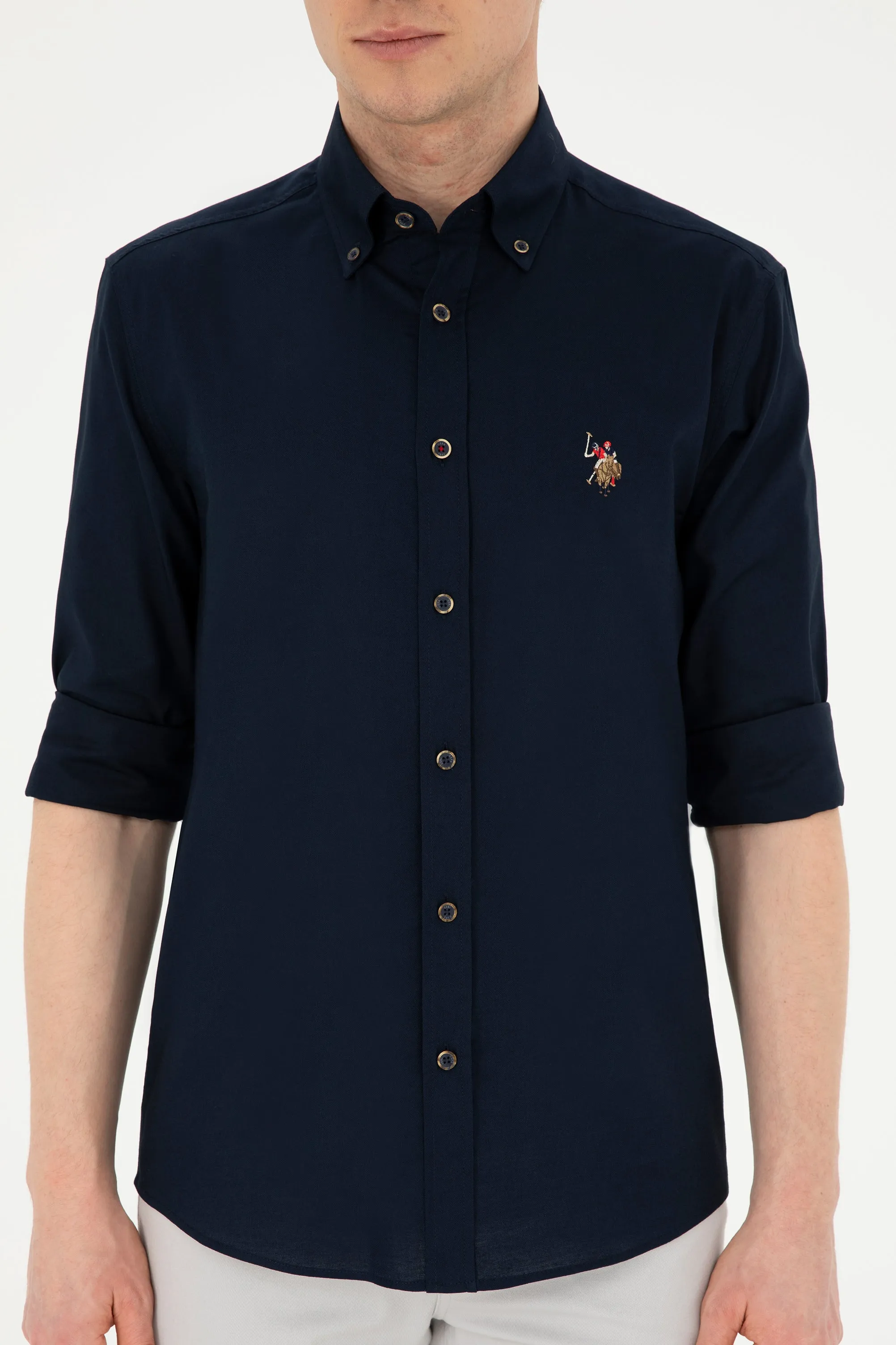 US Polo Assn. Men Shirt Slim Full Sleeve Navy VR033 USPSH304 USPA