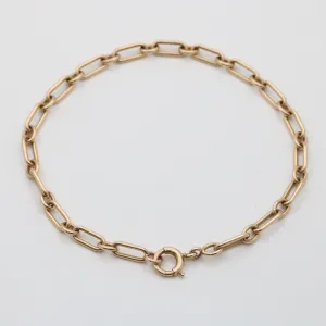 Vintage 14K Gold Paperclip Bracelet, 7.5” Long