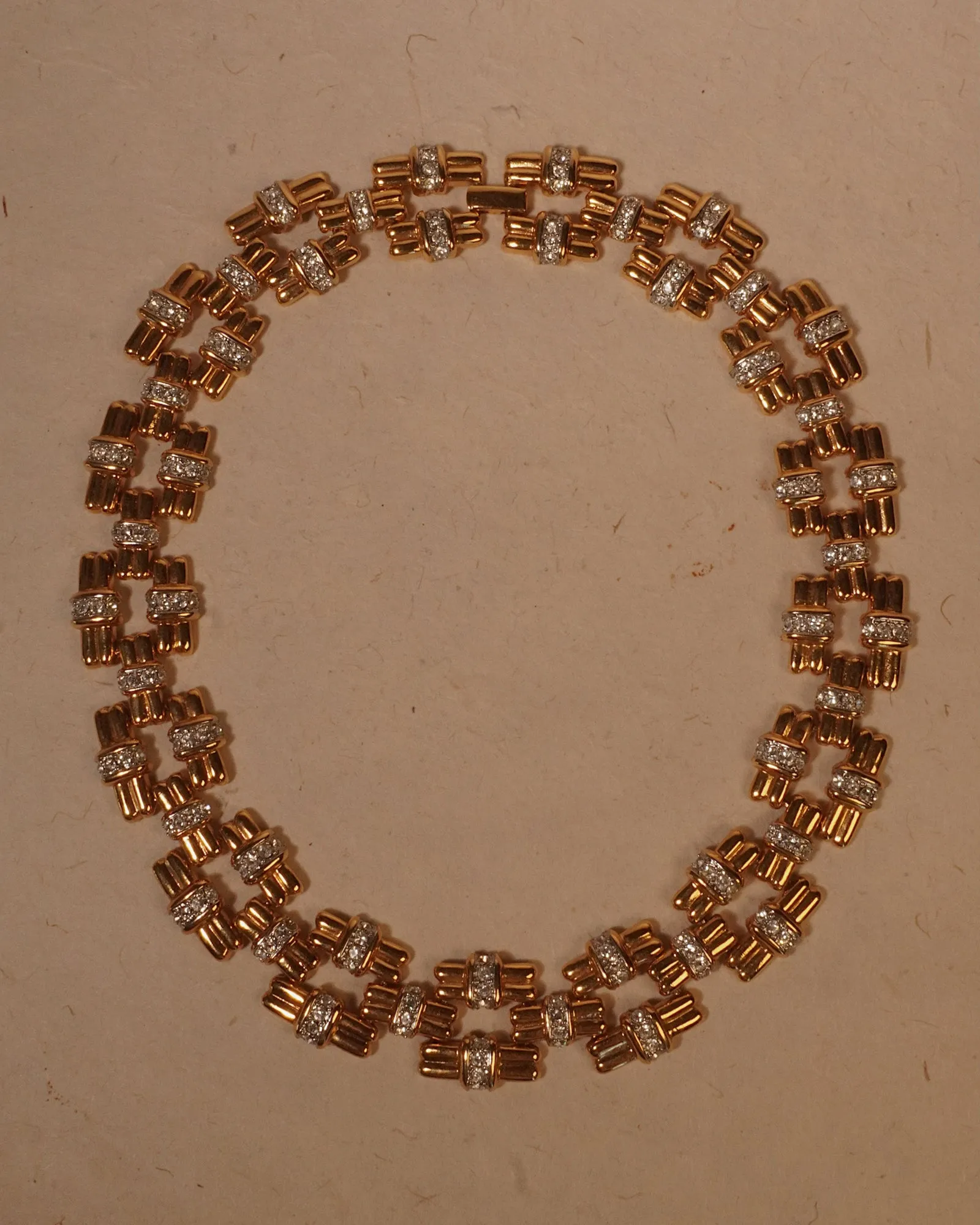 Vintage 90's Pavé Bar Link Statement Necklace