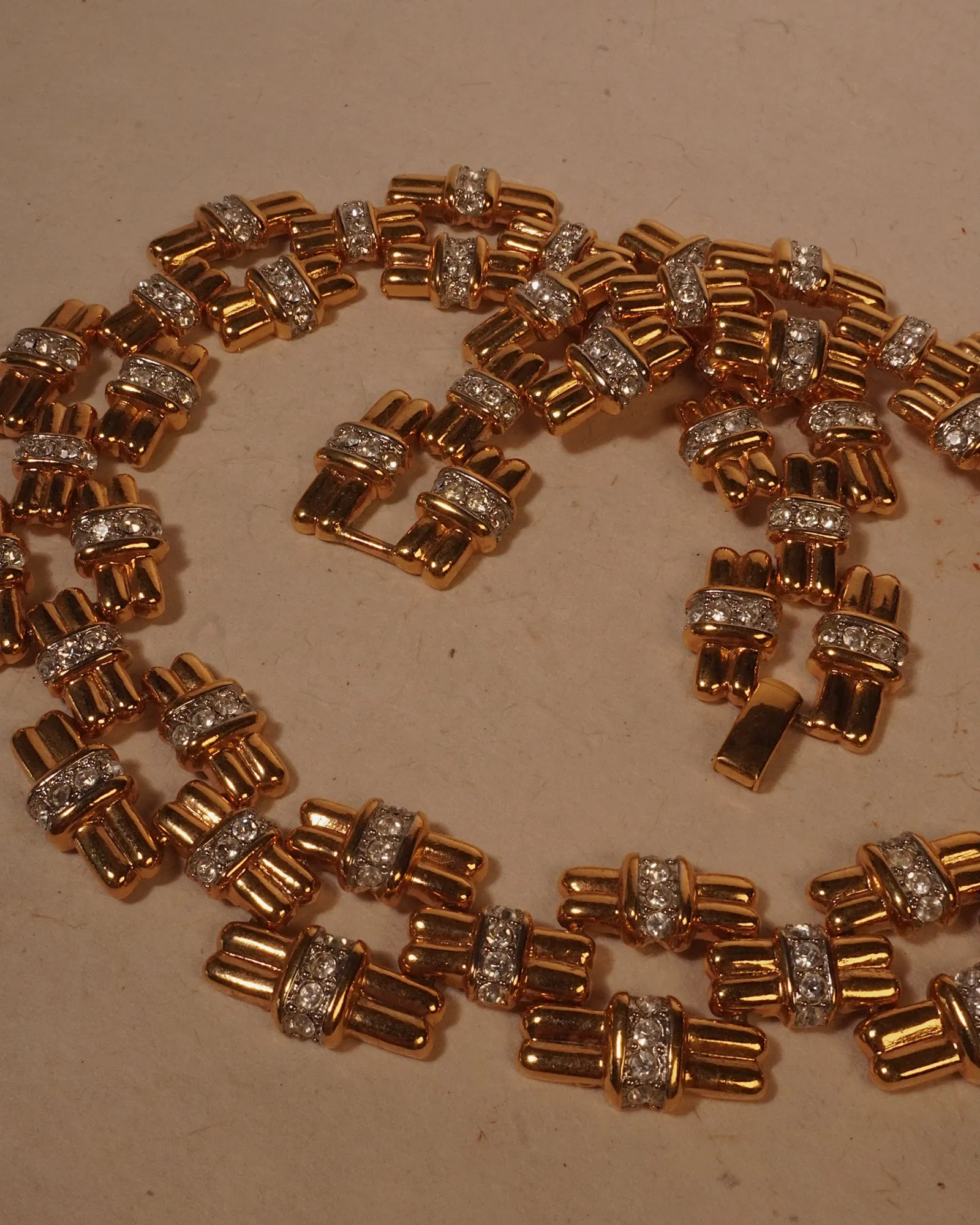 Vintage 90's Pavé Bar Link Statement Necklace