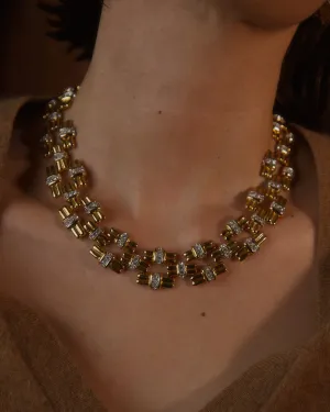 Vintage 90's Pavé Bar Link Statement Necklace