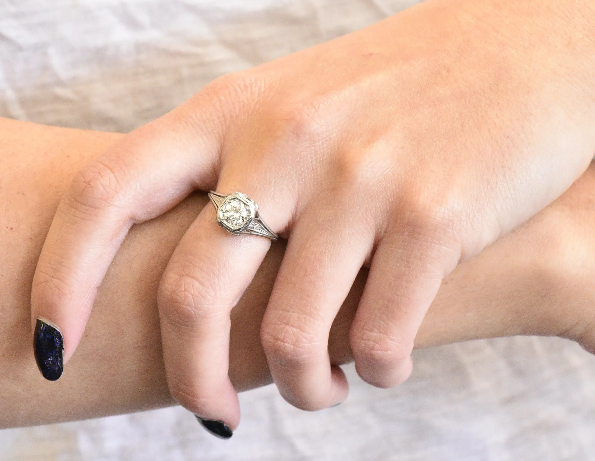 Vintage Art Deco 0.73 CTW Diamond Platinum Engagement Ring