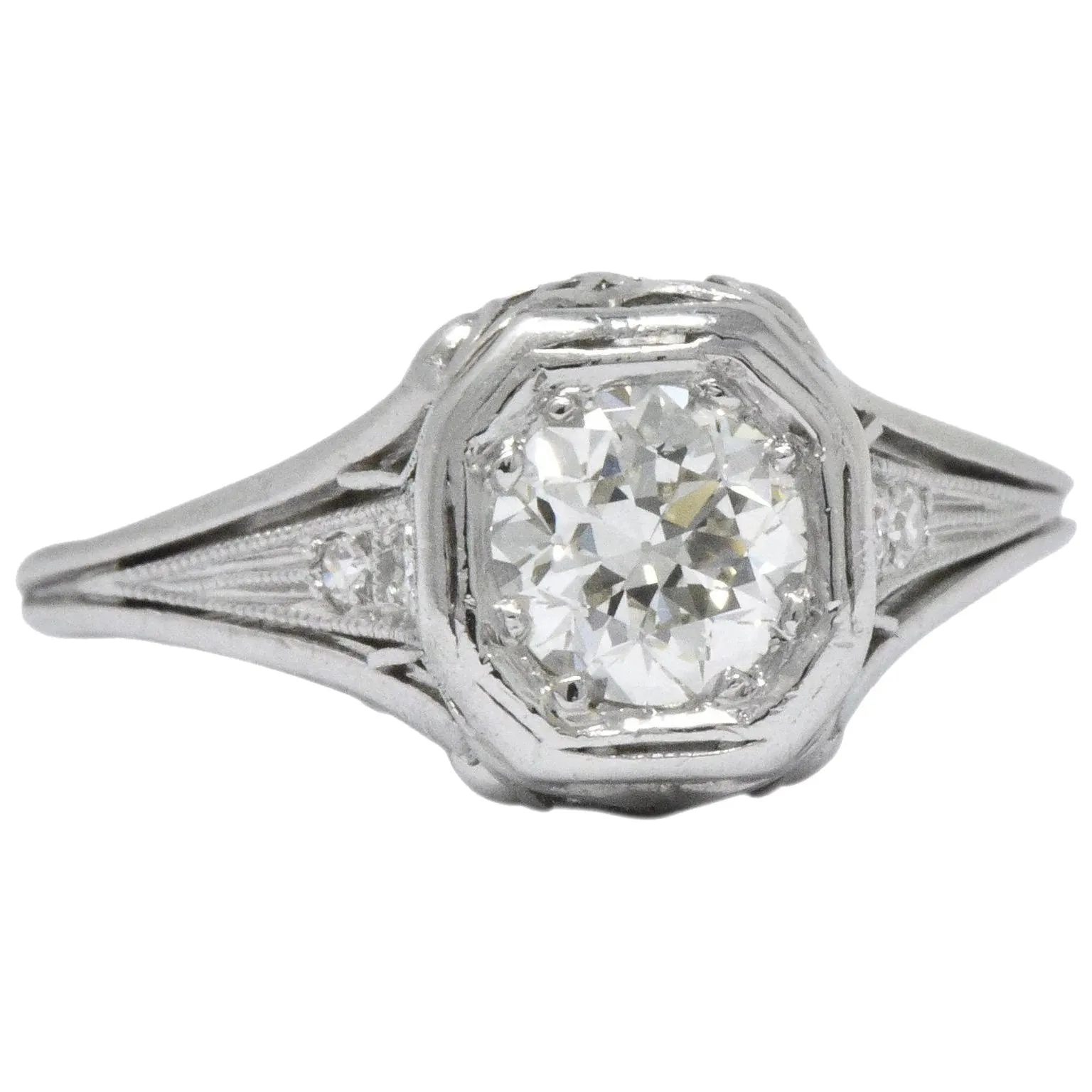 Vintage Art Deco 0.73 CTW Diamond Platinum Engagement Ring